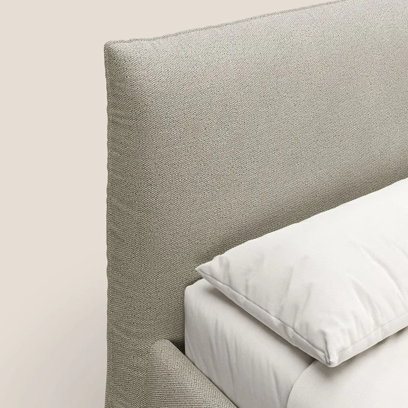 EROS lit rembourré en duvet d'oie avec coffre de rangement en bouclette précieuse détachable T16 beige