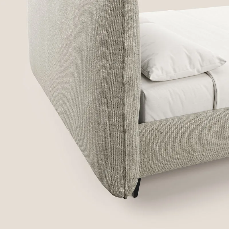 EROS lit rembourré en duvet d'oie avec coffre de rangement en bouclette précieuse détachable T16 beige