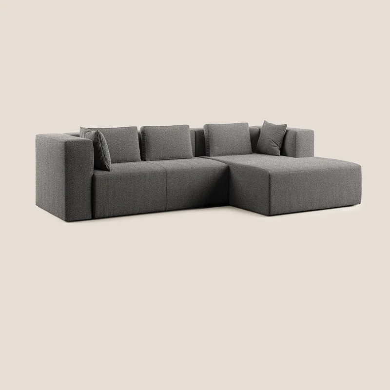 Nettuno canapé d'angle modulable en bouclette douce T07 anthracite