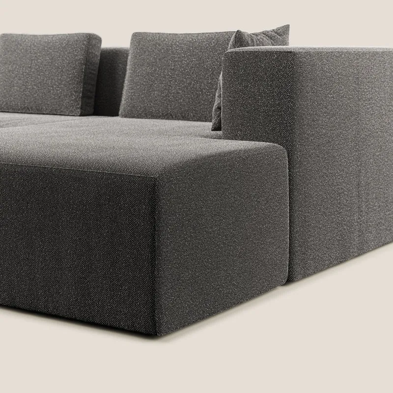 Nettuno canapé d'angle modulable en bouclette douce T07 anthracite