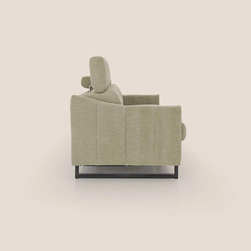 Loto canapé convertible compact avec matelas H 18cm et pieds hauts en tissu imperméable T14 beige