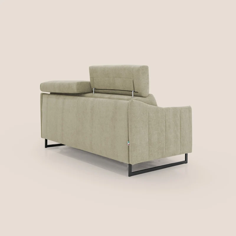 Loto canapé convertible compact avec matelas H 18cm et pieds hauts en tissu imperméable T14 beige