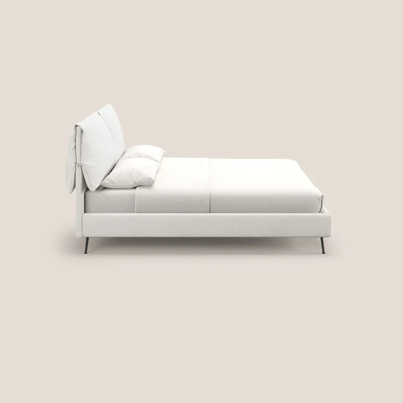 Artemisia lit rembourré avec pieds hauts déhoussable en tissu détachable T17 blanc