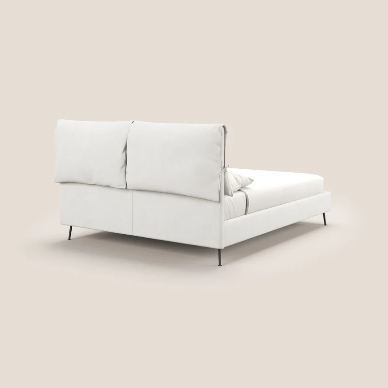 Artemisia lit rembourré avec pieds hauts déhoussable en tissu détachable T17 blanc