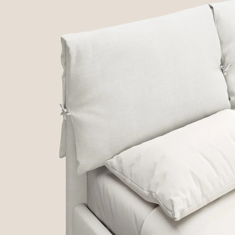 Artemisia lit rembourré avec pieds hauts déhoussable en tissu détachable T17 blanc