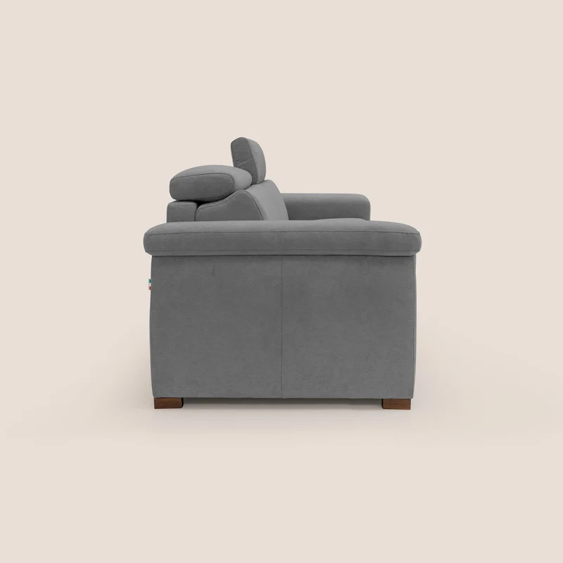 Giunone canapé convertible avec matelas de 18 cm et têtières inclinables en tissu imperméable T02 gris
