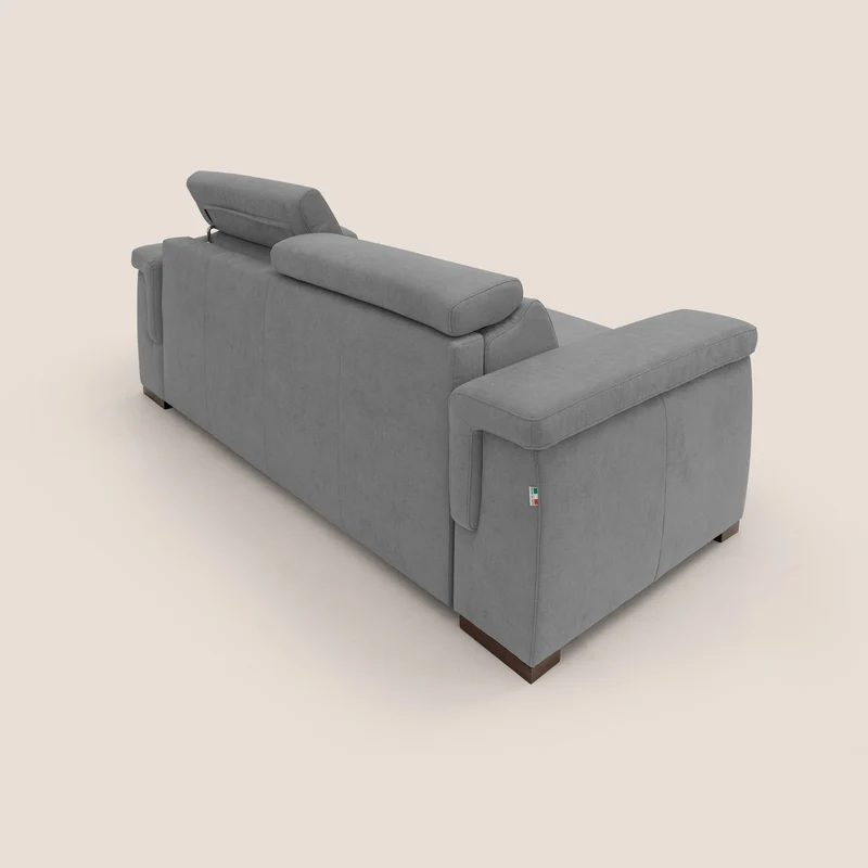Giunone canapé convertible avec matelas de 18 cm et têtières inclinables en tissu imperméable T02 gris