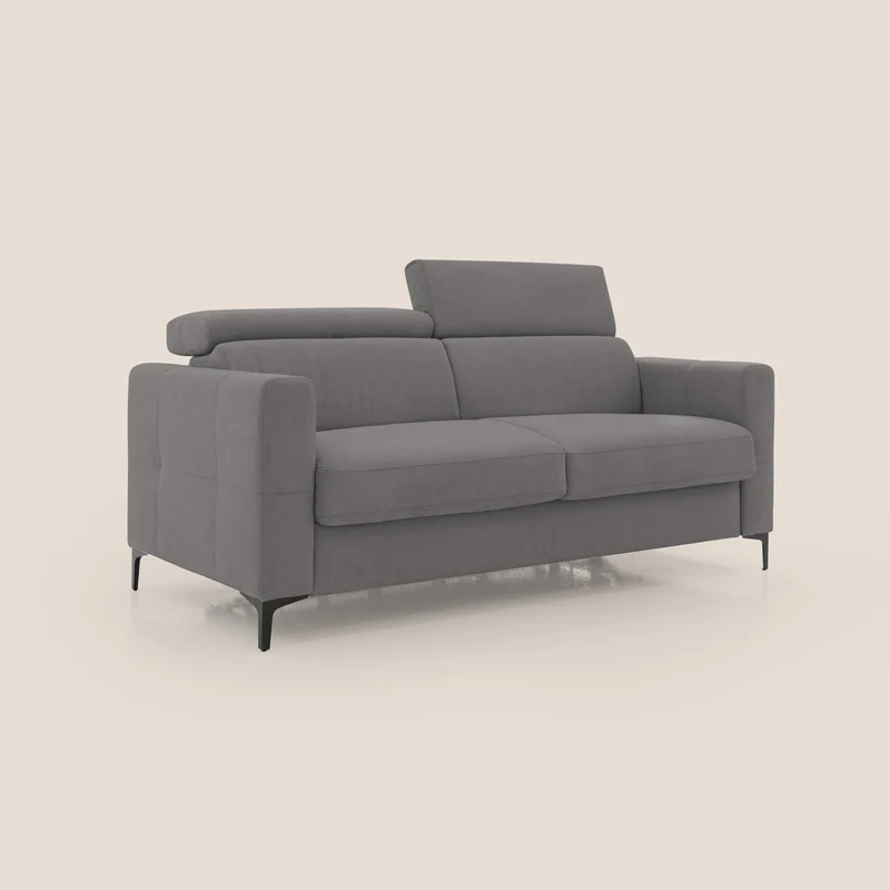 Gardenia canapé convertible matelas H 18cm avec têtières réglables et revêtement imperméable T02 gris