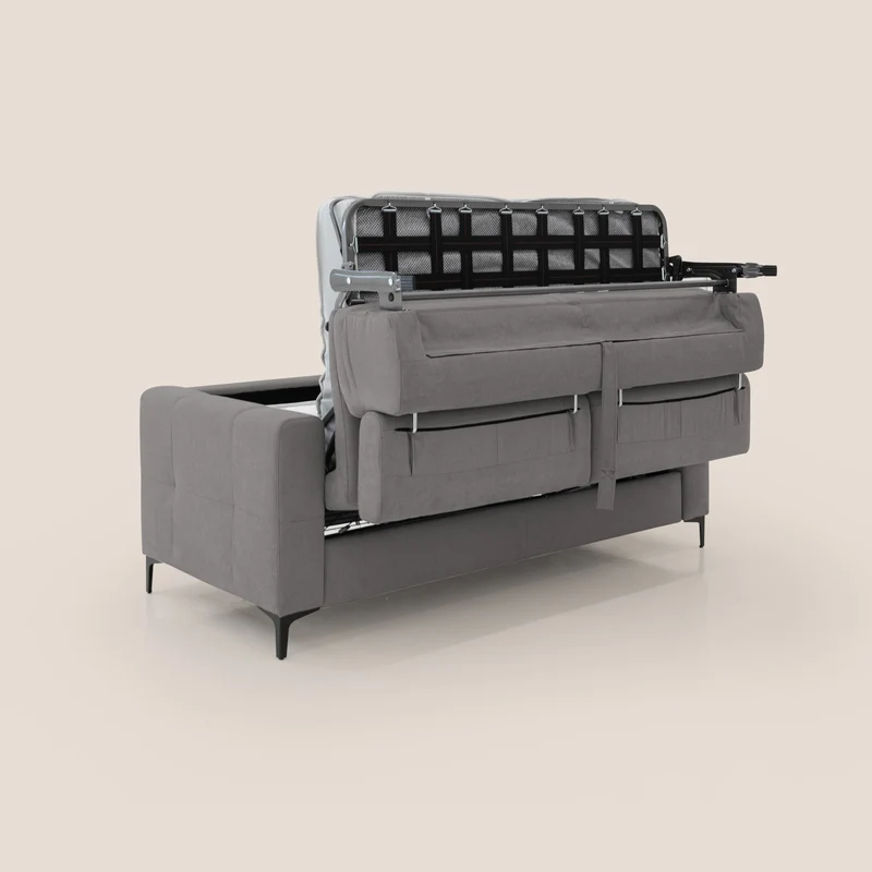 Gardenia canapé convertible matelas H 18cm avec têtières réglables et revêtement imperméable T02 gris