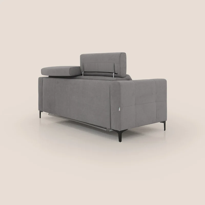 Gardenia canapé convertible matelas H 18cm avec têtières réglables et revêtement imperméable T02 gris