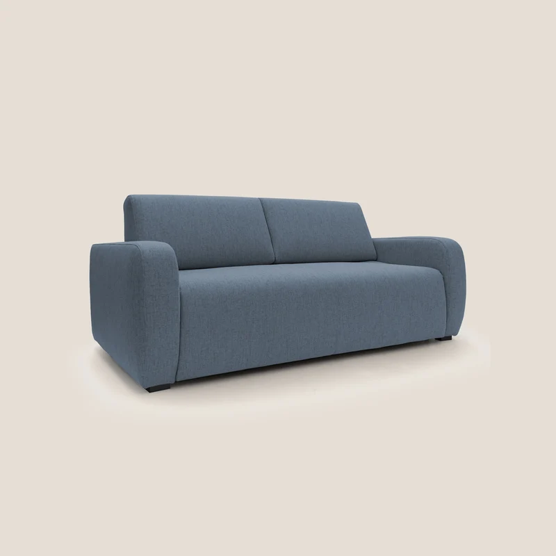 Duna Canapé-lit double avec matelas 20 cm en tissu imperméable T03 bleu