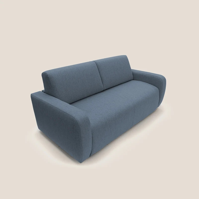 Duna Canapé-lit double avec matelas 20 cm en tissu imperméable T03 bleu