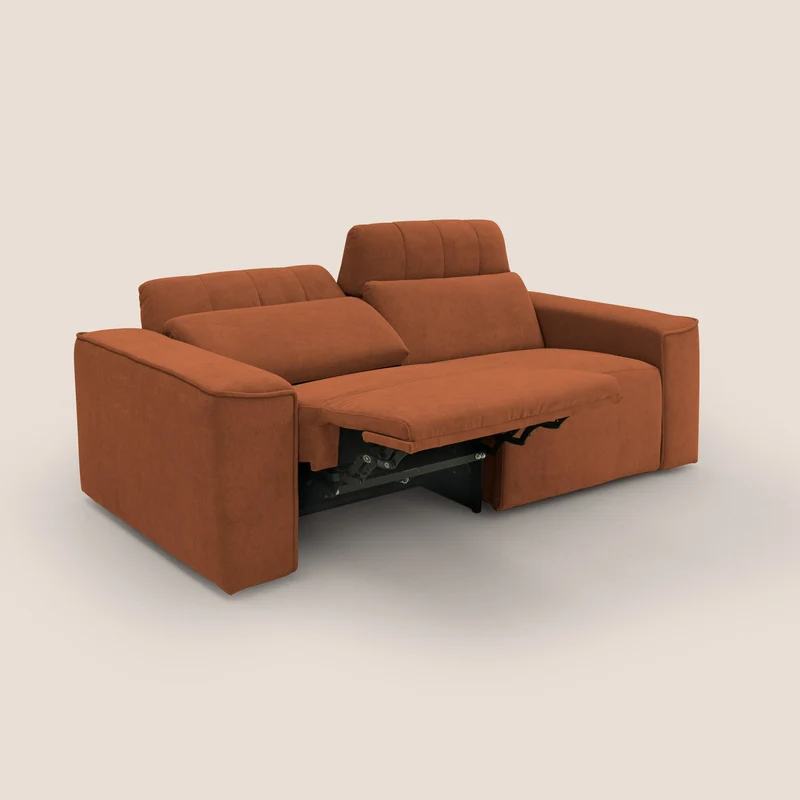 Clark Canapé modulable avec option relax électrique en tissu imperméable et détachable T17 orange