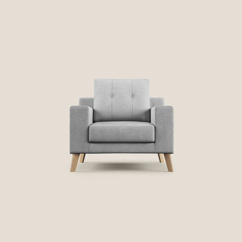 Danish Fauteuil en tissu doux imperméable T02 gris clair
