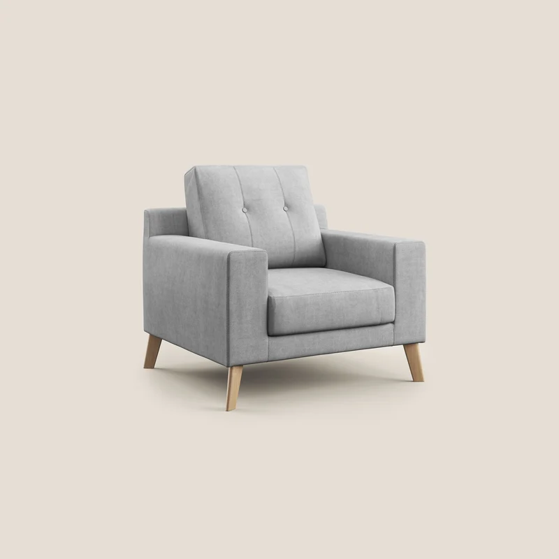 Danish Fauteuil en tissu doux imperméable T02 gris clair
