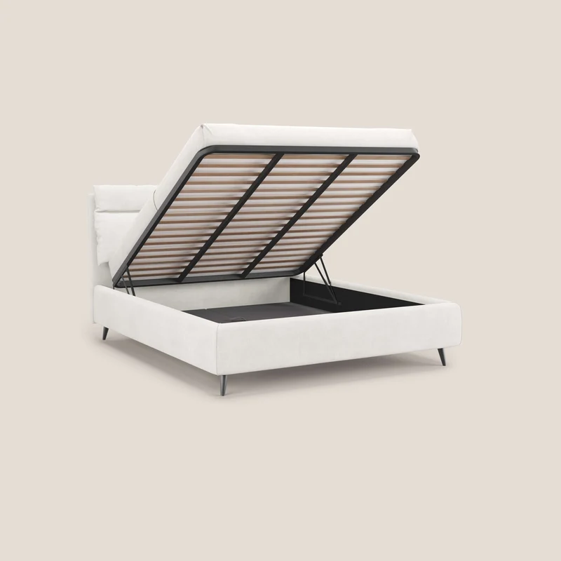 Jerry lit coffre et coussins réglables en tissu détachable T17 blanc