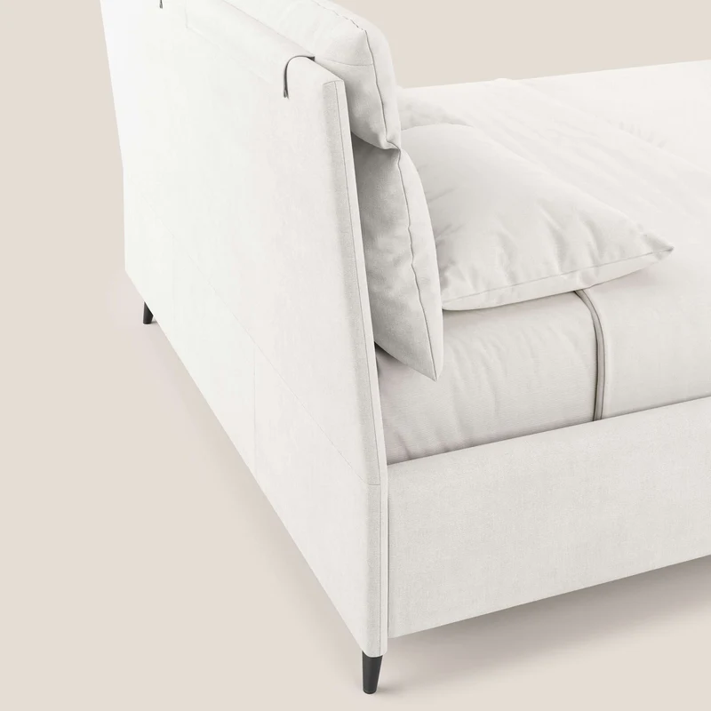 Jerry lit coffre et coussins réglables en tissu détachable T17 blanc