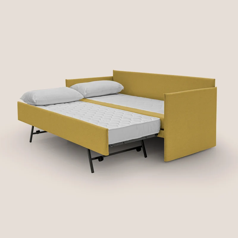 Tortona Canapé duplex avec lits jumeaux et tissu effet coton imperméable T13 jaune