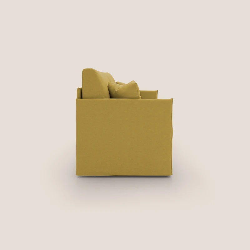 Tortona Canapé duplex avec lits jumeaux et tissu effet coton imperméable T13 jaune