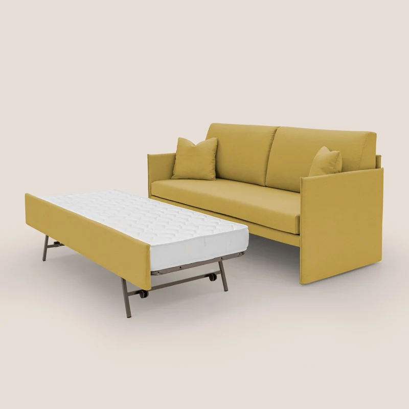 Tortona Canapé duplex avec lits jumeaux et tissu effet coton imperméable T13 jaune