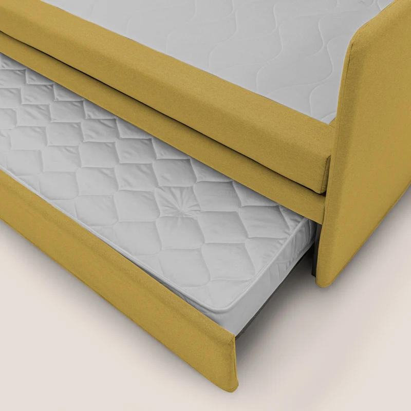 Tortona Canapé duplex avec lits jumeaux et tissu effet coton imperméable T13 jaune