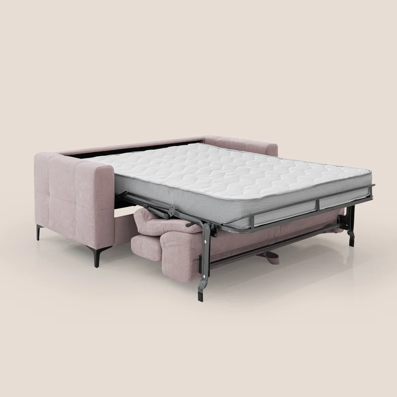 Gardenia canapé convertible matelas H 18cm avec têtières réglables et revêtement imperméable T02 rose
