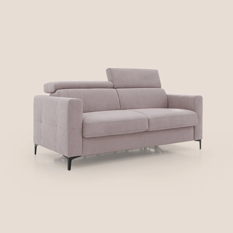 Gardenia canapé convertible matelas H 18cm avec têtières réglables et revêtement imperméable T02 rose