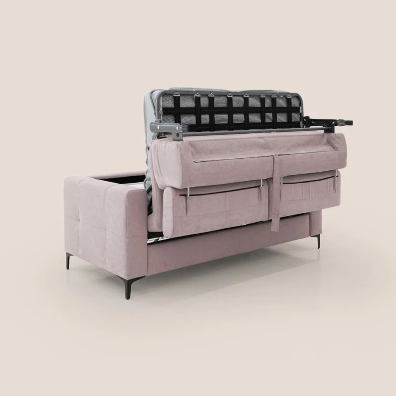 Gardenia canapé convertible matelas H 18cm avec têtières réglables et revêtement imperméable T02 rose