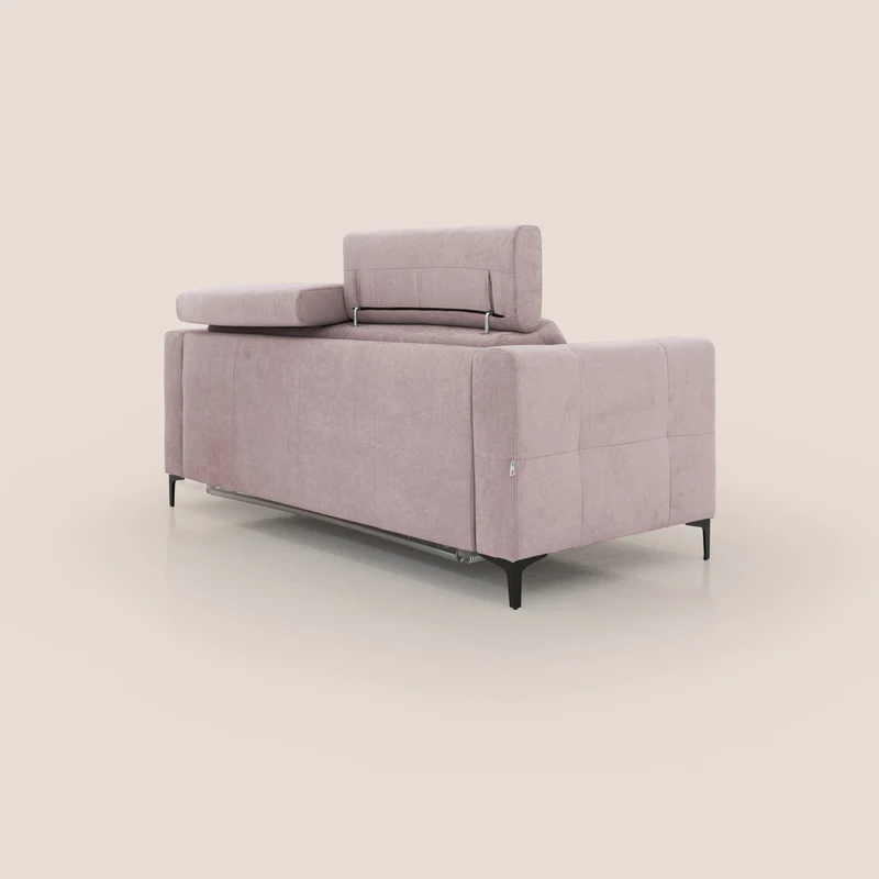 Gardenia canapé convertible matelas H 18cm avec têtières réglables et revêtement imperméable T02 rose