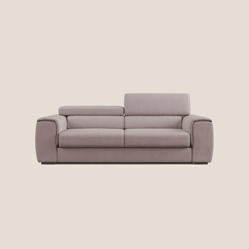 Zeno canapé linéaire avec pouf extractible en tissu doux imperméable T02 rose