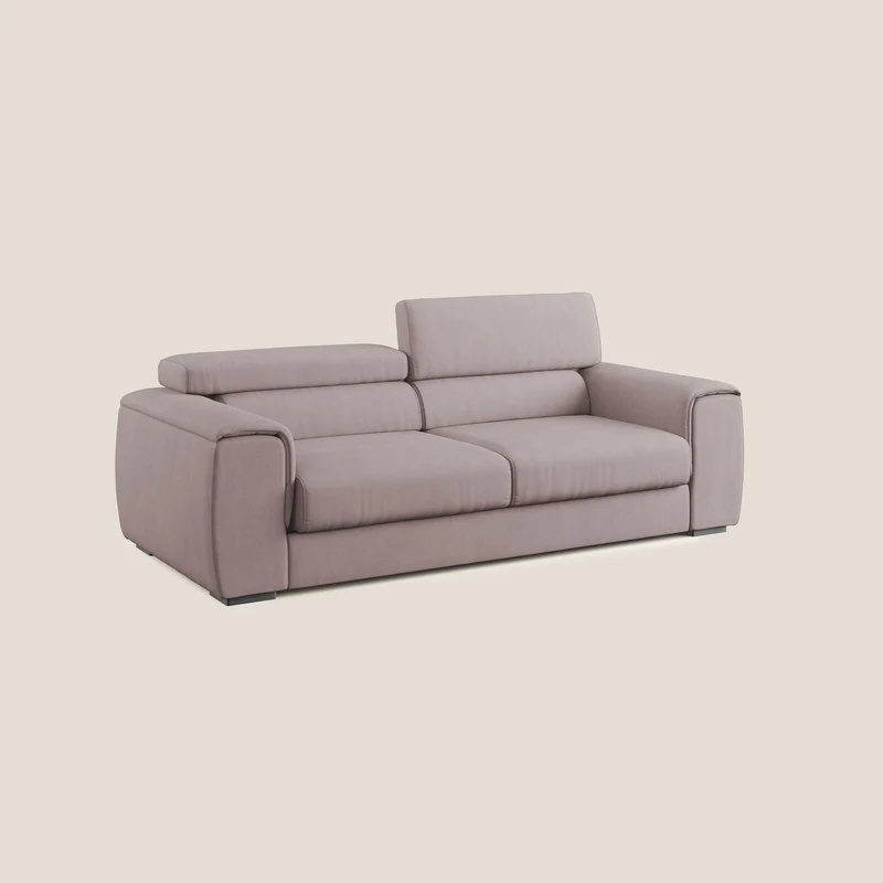 Zeno canapé linéaire avec pouf extractible en tissu doux imperméable T02 rose