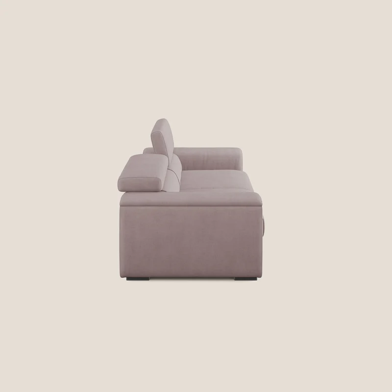 Zeno canapé linéaire avec pouf extractible en tissu doux imperméable T02 rose