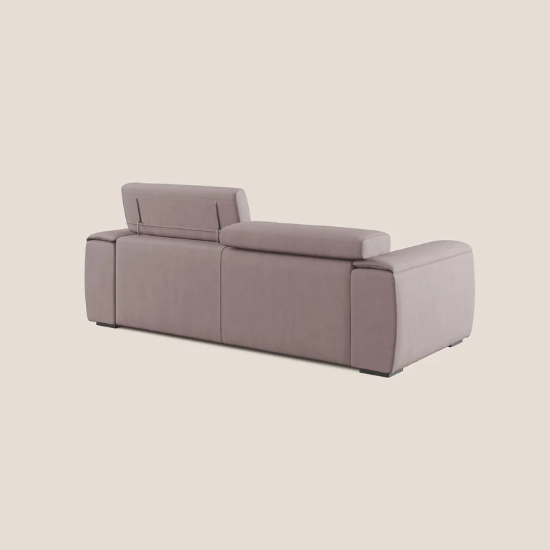 Zeno canapé linéaire avec pouf extractible en tissu doux imperméable T02 rose