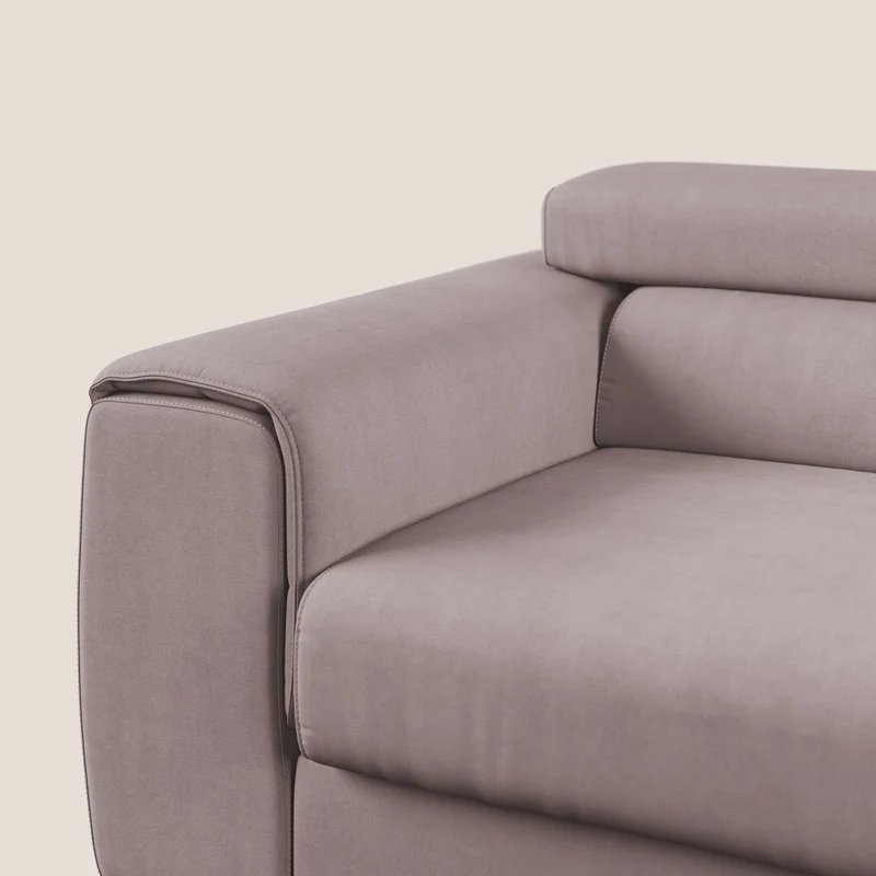 Zeno canapé linéaire avec pouf extractible en tissu doux imperméable T02 rose