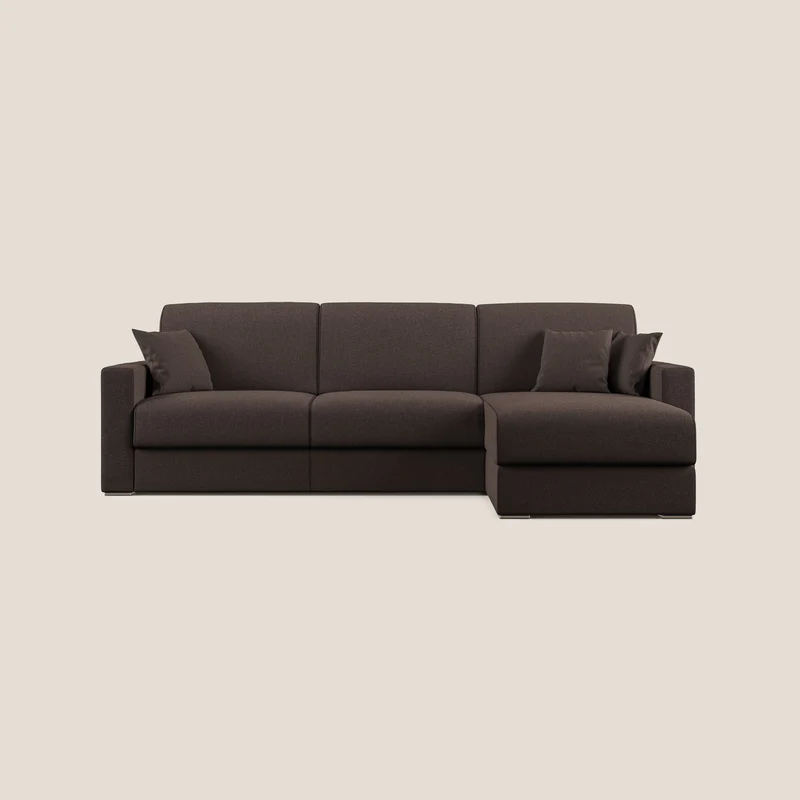 Best canapé-lit d’angle avec méridienne en tissu anti-taches QuickClean T08 marron