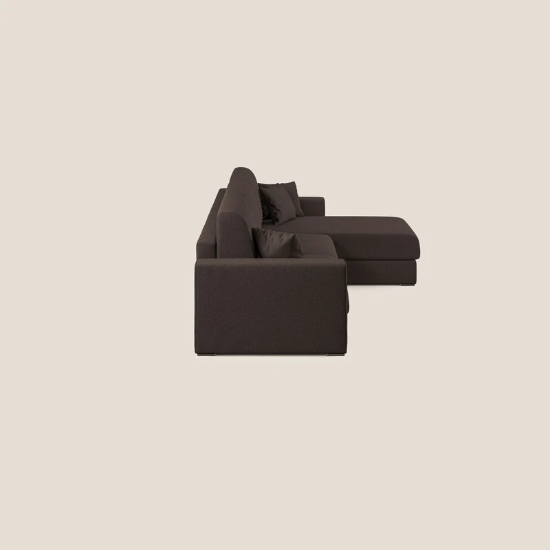 Best canapé-lit d’angle avec méridienne en tissu anti-taches QuickClean T08 marron