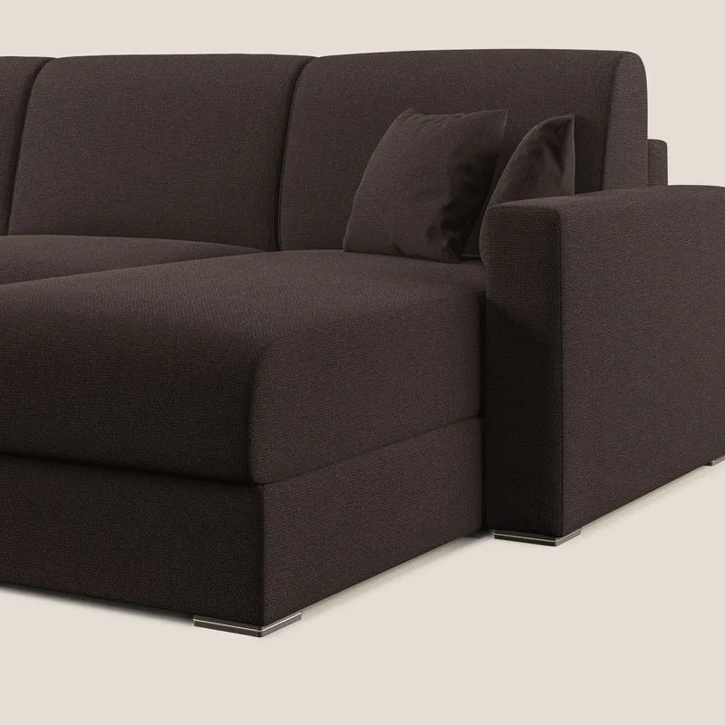 Best canapé-lit d’angle avec méridienne en tissu anti-taches QuickClean T08 marron