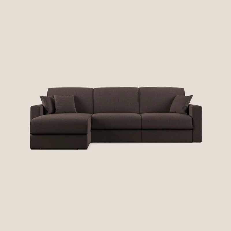 Best canapé-lit d’angle avec méridienne en tissu anti-taches QuickClean T08 marron