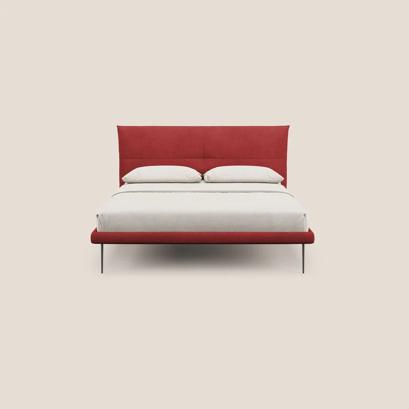 Akiko lit rembourré avec pieds hauts en métal en tissu imperméable T02 rouge