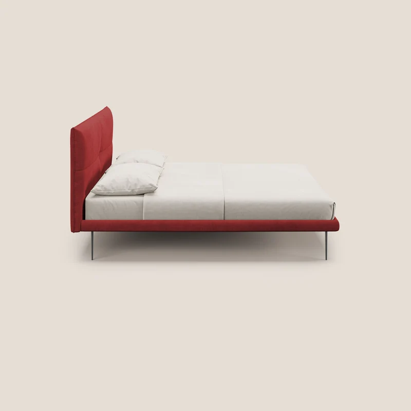 Akiko lit rembourré avec pieds hauts en métal en tissu imperméable T02 rouge