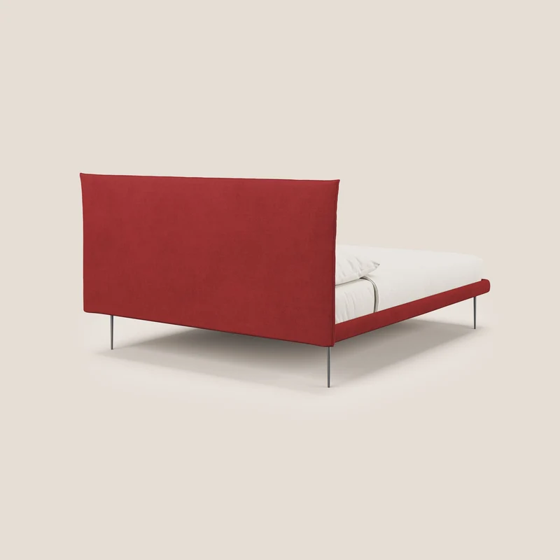 Akiko lit rembourré avec pieds hauts en métal en tissu imperméable T02 rouge