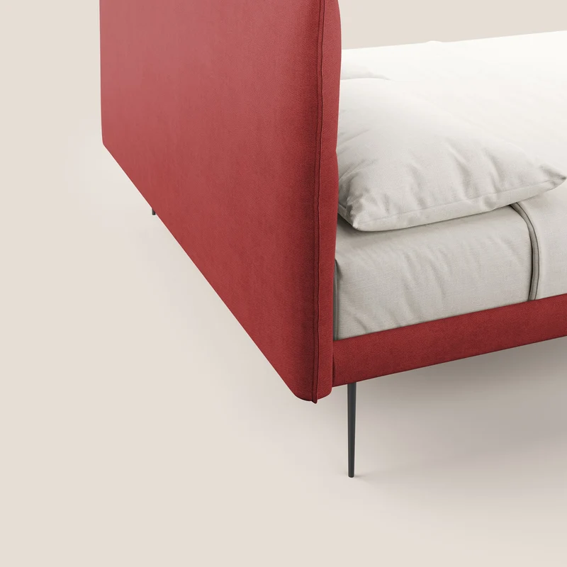 Akiko lit rembourré avec pieds hauts en métal en tissu imperméable T02 rouge