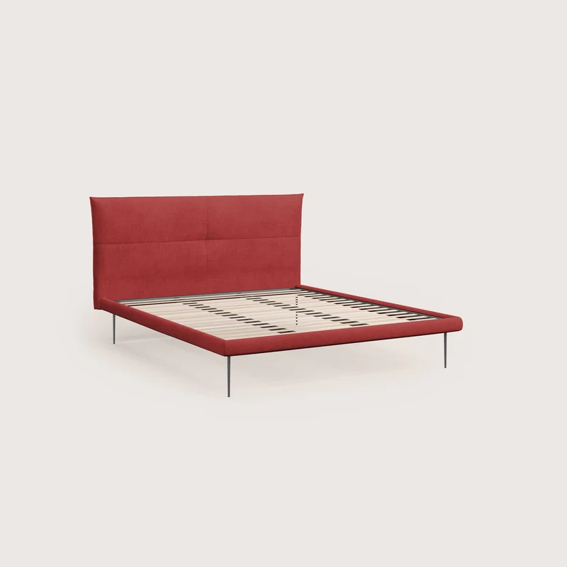 Akiko lit rembourré avec pieds hauts en métal en tissu imperméable T02 rouge