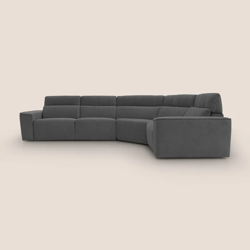 Clark canapé modulable d'angle REVERSIBLE avec option relax électrique en tissu détachable imperméable T17 anthracite