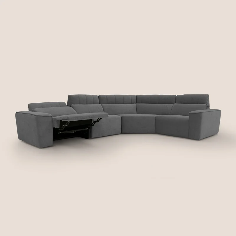 Clark canapé modulable d'angle REVERSIBLE avec option relax électrique en tissu détachable imperméable T17 anthracite