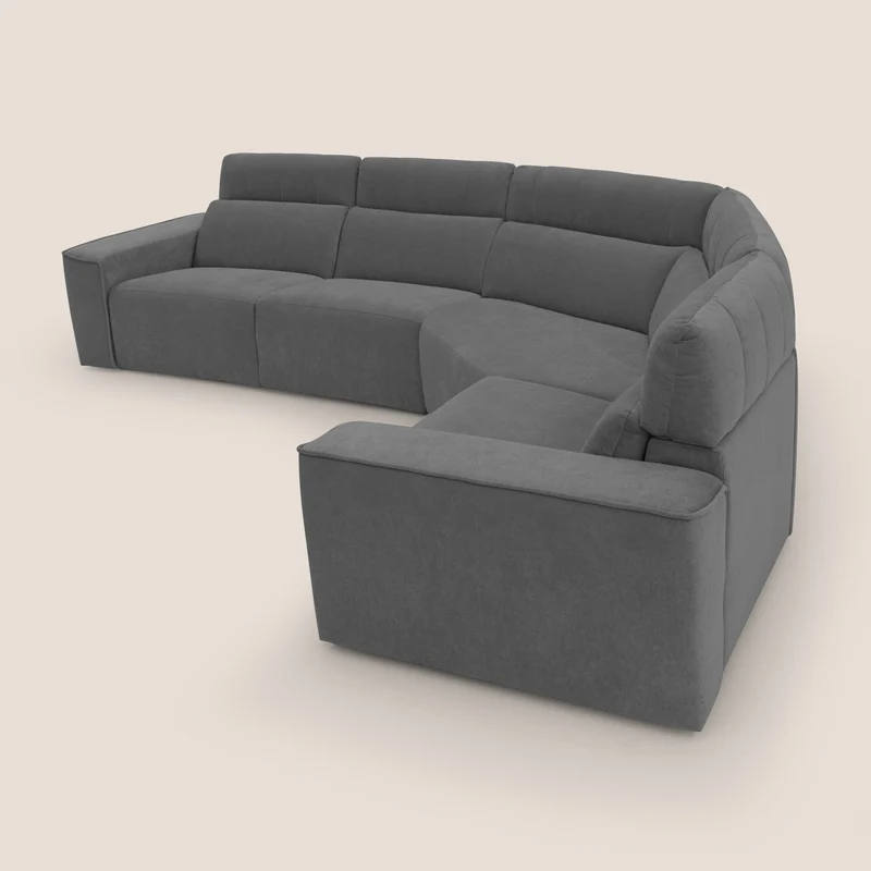 Clark canapé modulable d'angle REVERSIBLE avec option relax électrique en tissu détachable imperméable T17 anthracite