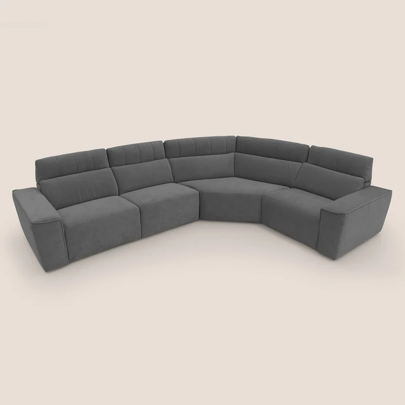 Clark canapé modulable d'angle REVERSIBLE avec option relax électrique en tissu détachable imperméable T17 anthracite