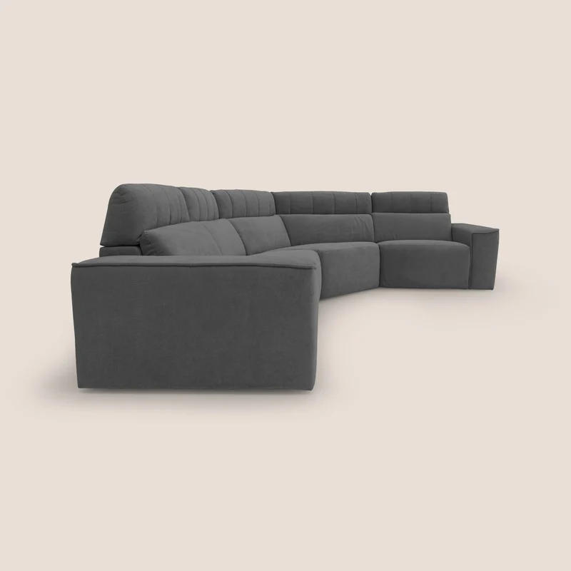 Clark canapé modulable d'angle REVERSIBLE avec option relax électrique en tissu détachable imperméable T17 anthracite