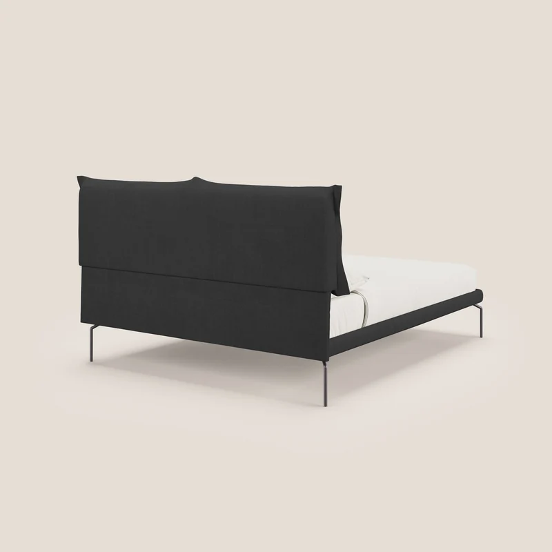 Bice lit rembourré avec coussins et pieds noirs en métal en tissu imperméable T02 noir