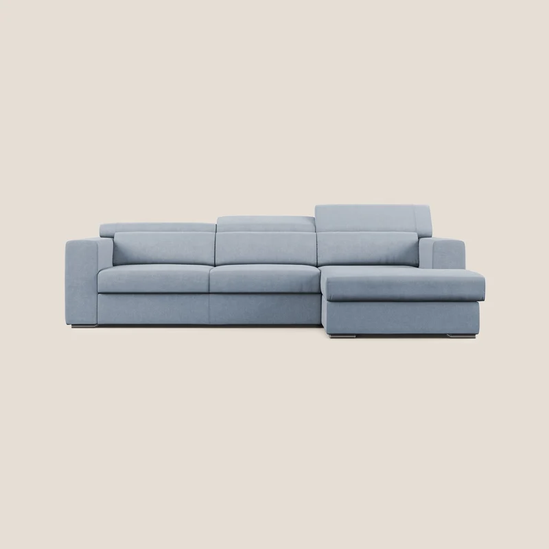 Vegas canapé d'angle avec têtières inclinables en microfibre imperméable T11 bleu pastel